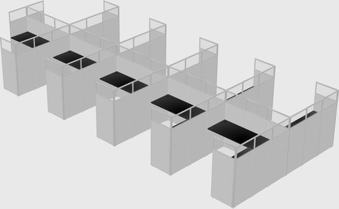 Shared l-shaped cubicle