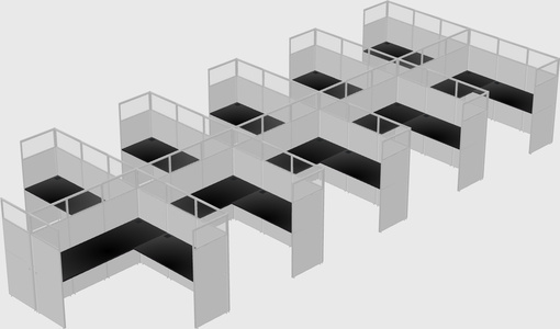 Shared l-shaped cubicle
