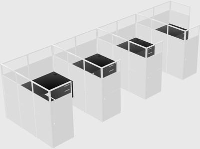 Shared l-shaped cubicle