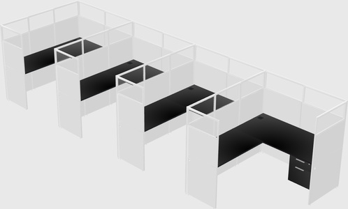 Shared l-shaped cubicle