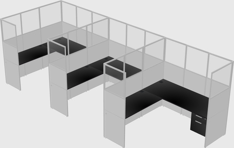 Shared l-shaped cubicle
