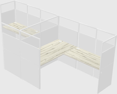 Shared l-shaped cubicle