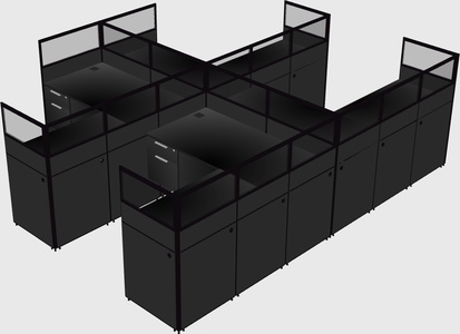Shared l-shaped cubicle