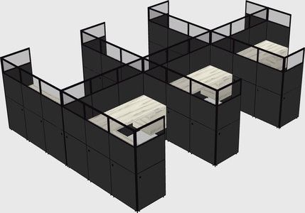 Shared l-shaped cubicle