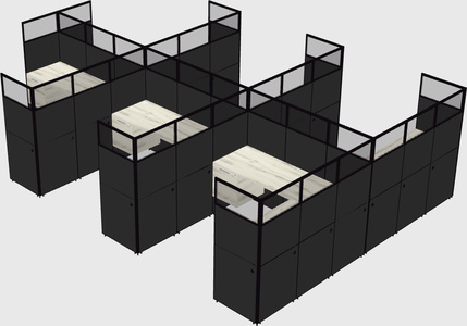 Shared l-shaped cubicle