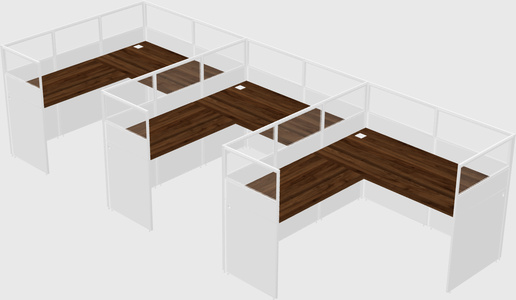 Shared l-shaped cubicle