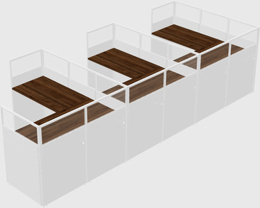 Shared l-shaped cubicle