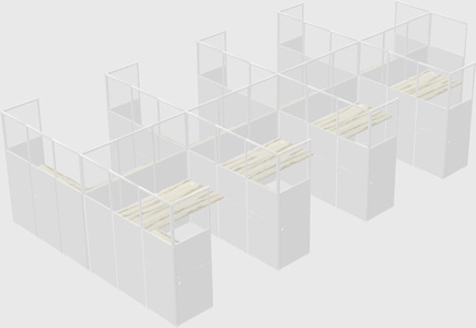 Shared l-shaped cubicle
