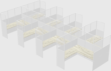 Shared l-shaped cubicle