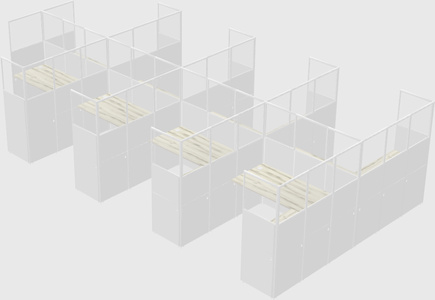 Shared l-shaped cubicle