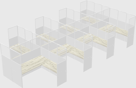 Shared l-shaped cubicle