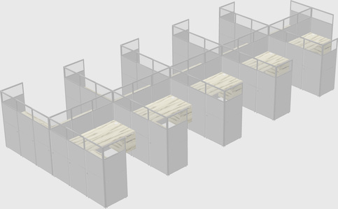 Shared l-shaped cubicle