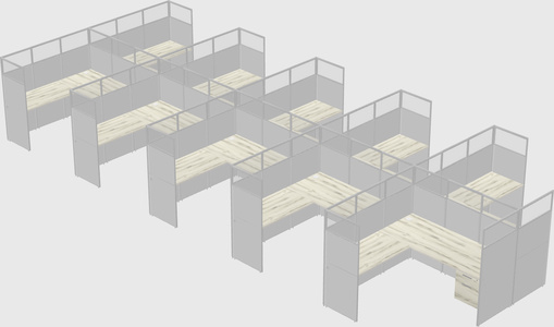 Shared l-shaped cubicle