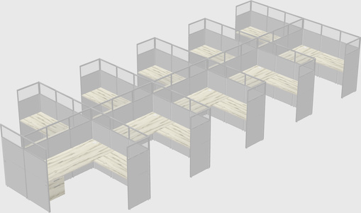 Shared l-shaped cubicle