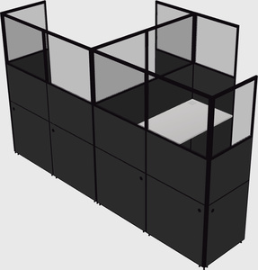 Cubículo compartilhado em forma de l