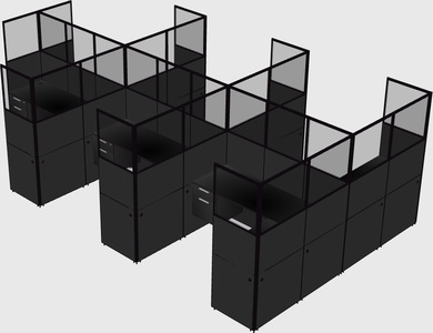Shared l-shaped cubicle