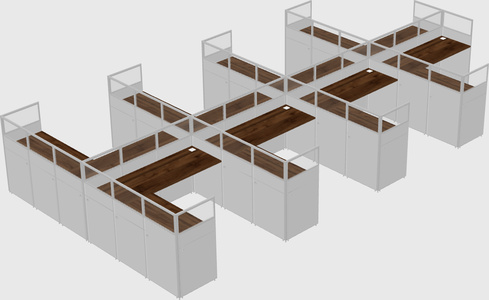 Shared l-shaped cubicle