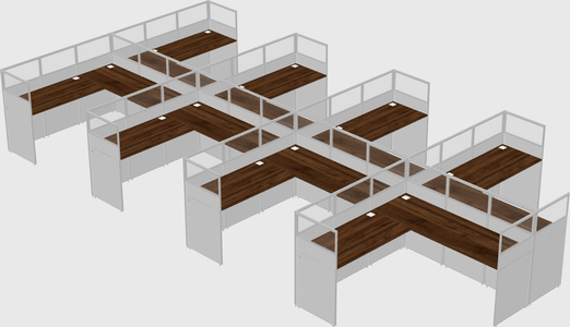 Shared l-shaped cubicle
