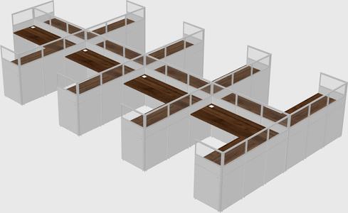 Shared l-shaped cubicle