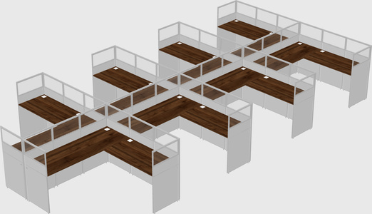 Shared l-shaped cubicle