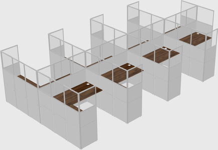 Shared l-shaped cubicle
