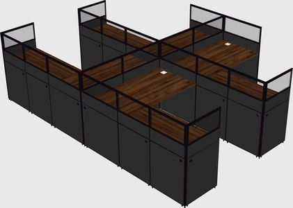 Shared l-shaped cubicle
