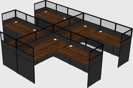 Shared l-shaped cubicle