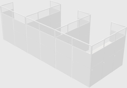 Shared l-shaped cubicle