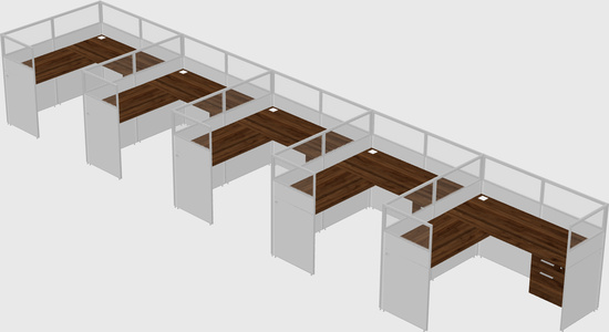Shared l-shaped cubicle