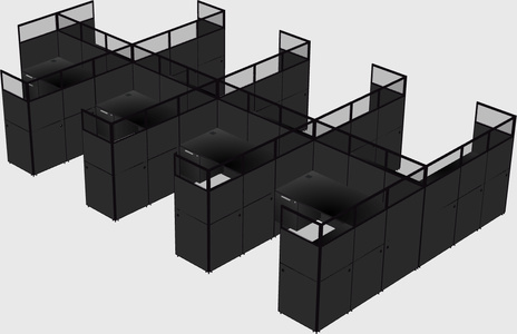 Shared l-shaped cubicle