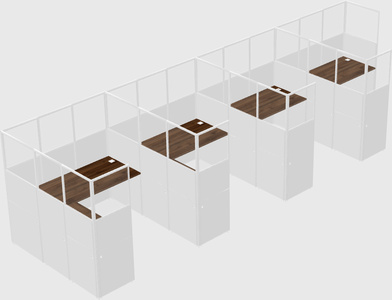 Shared l-shaped cubicle