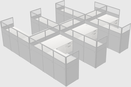 Shared l-shaped cubicle