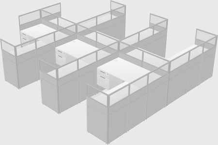 Shared l-shaped cubicle