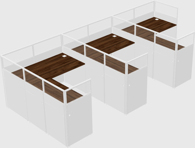 Shared l-shaped cubicle