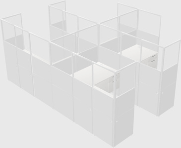 Shared l-shaped cubicle