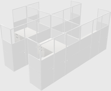 Shared l-shaped cubicle