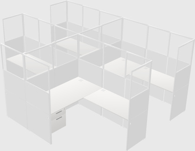 Shared l-shaped cubicle
