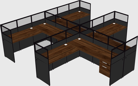 Shared l-shaped cubicle