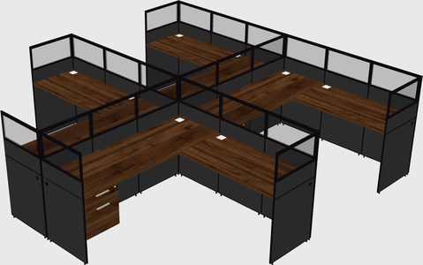 Shared l-shaped cubicle