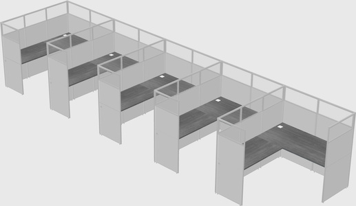 Shared l-shaped cubicle