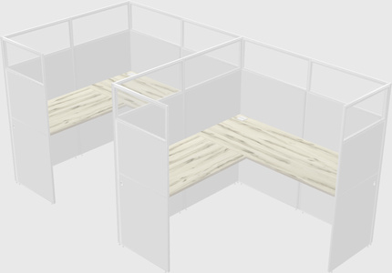 Shared l-shaped cubicle