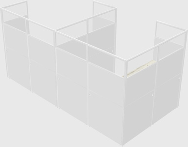Shared l-shaped cubicle