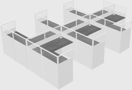 Shared l-shaped cubicle