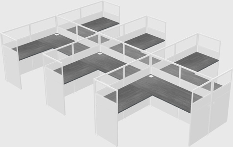 Shared l-shaped cubicle