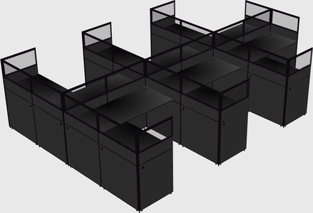 Shared l-shaped cubicle