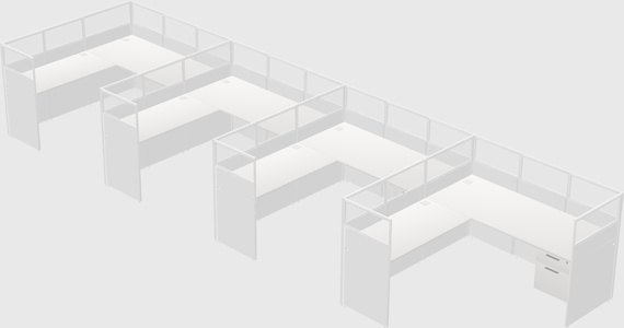 Shared l-shaped cubicle