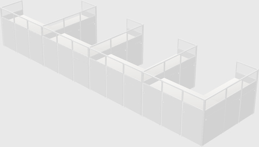 Shared l-shaped cubicle