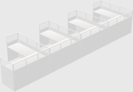 Shared l-shaped cubicle
