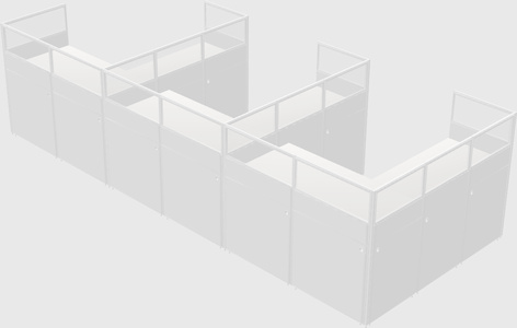 Shared l-shaped cubicle
