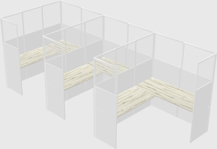 Shared l-shaped cubicle